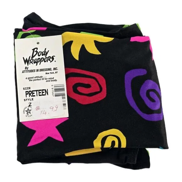 Body Wrappers Vintage 80s Open Back Unitard Biketard Leotard Dance Size Preteen